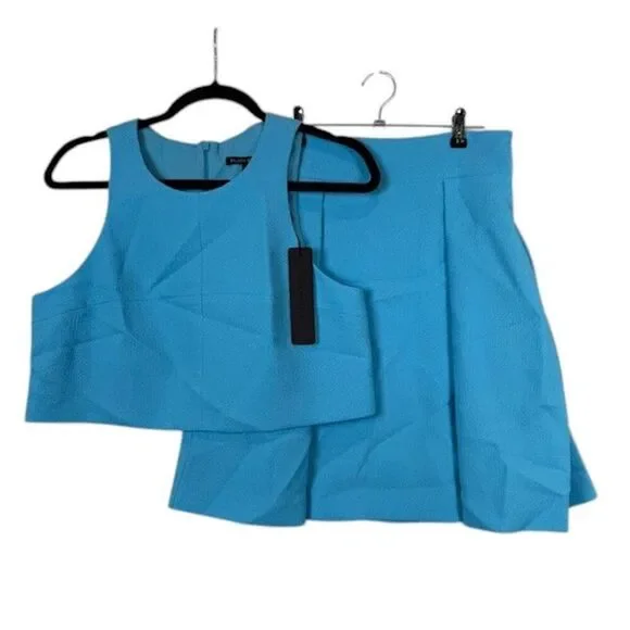 NEW! Black Halo Sanibel 2-Piece Mini Dress Crop Top & Skirt Size 8 Aqua - Picture 2 of 16